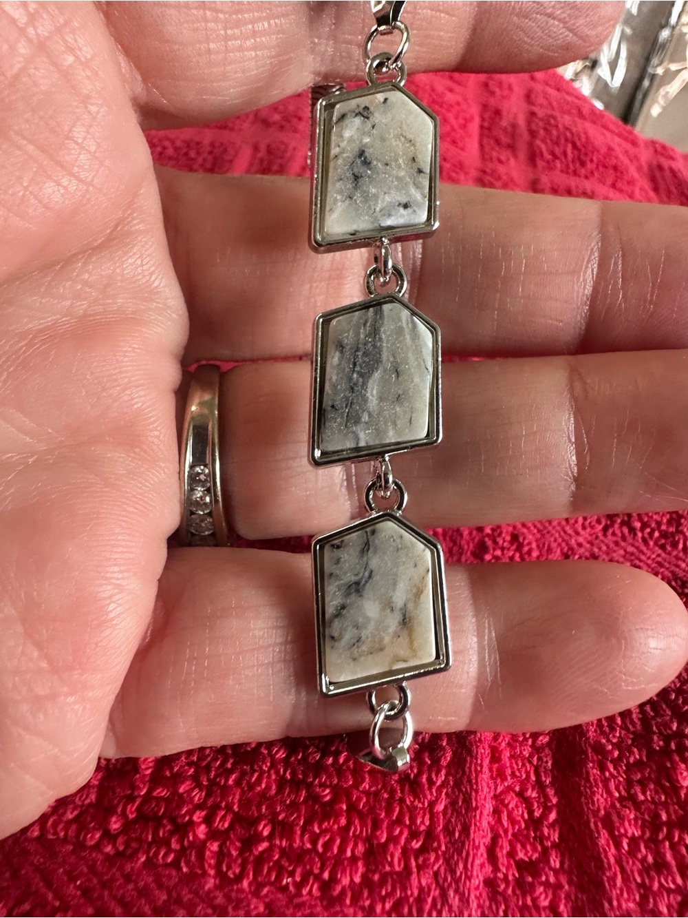 Gray White Marble-Link Bracelet - Women Jewelry